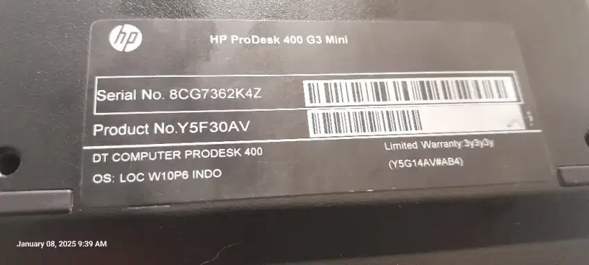 Hp mini/micro pc prodesk 400 G3 gen 7 mati