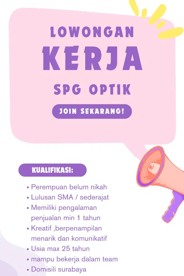 Dibutuhkan spg toko