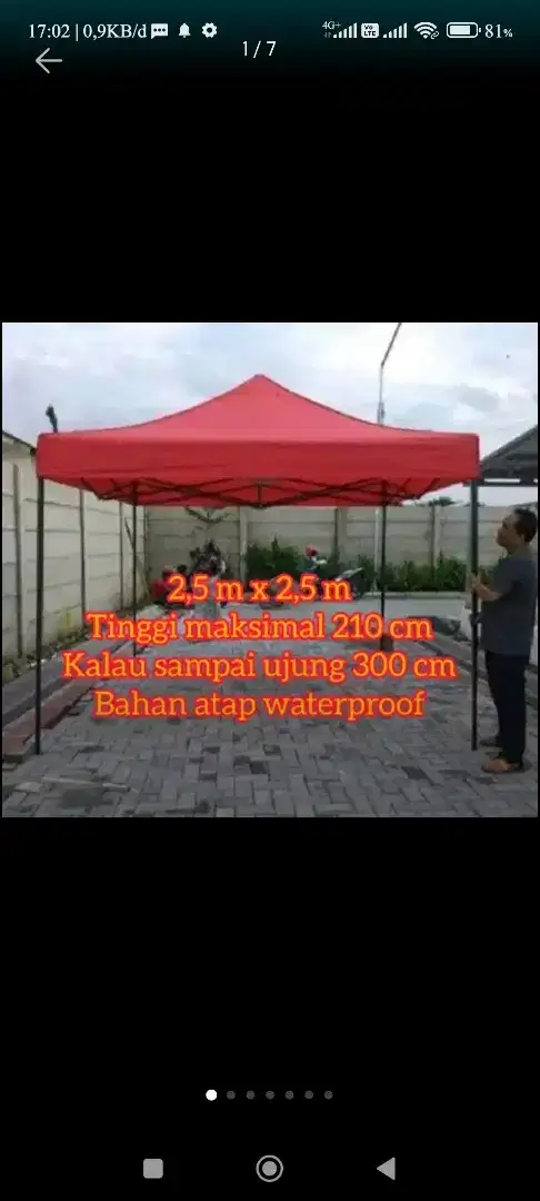 Tenda cafe + kursi lipat baru harga oleng