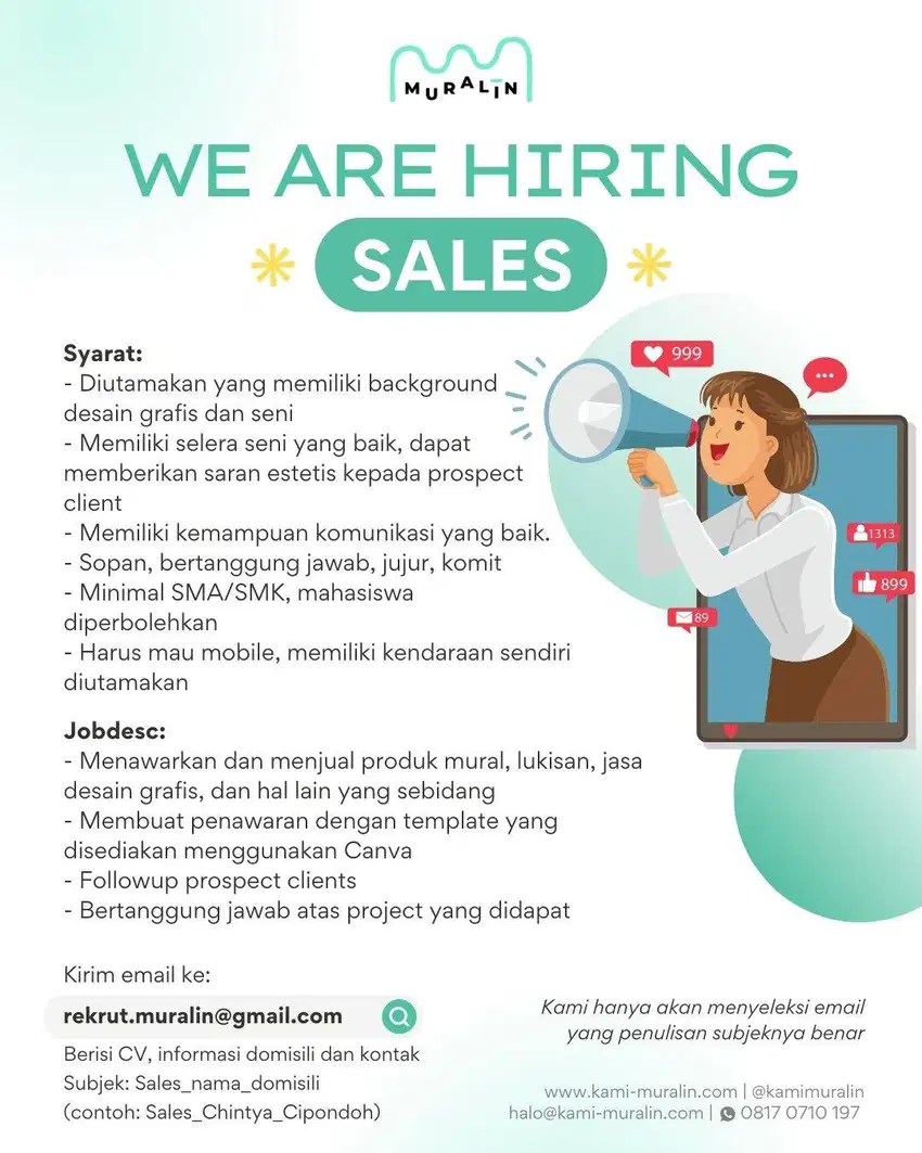 Lowongan SALES area Tangerang