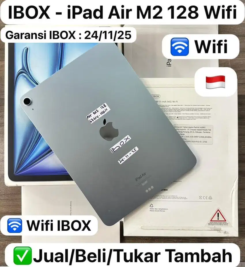 Ipad Air 6 ( M2 ) 128 Gb Blue Ibox Garansi panjang