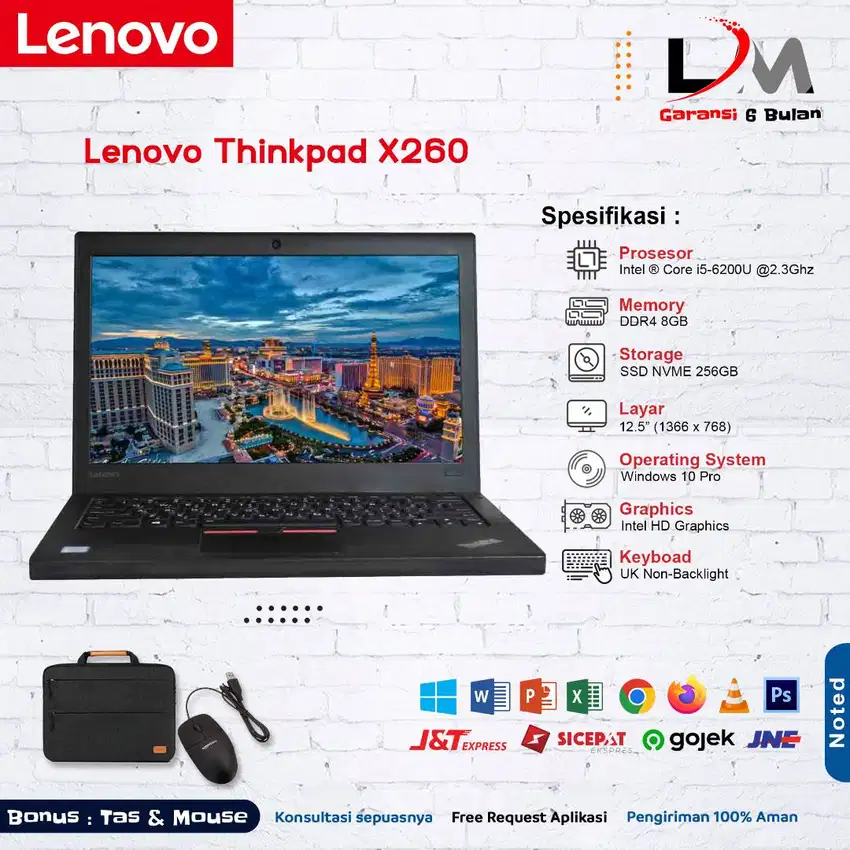 Lenovo Thinkpad X260 Intel Core i5-6200U Ram 8GB SSD 256GB 12,5 HD Wi