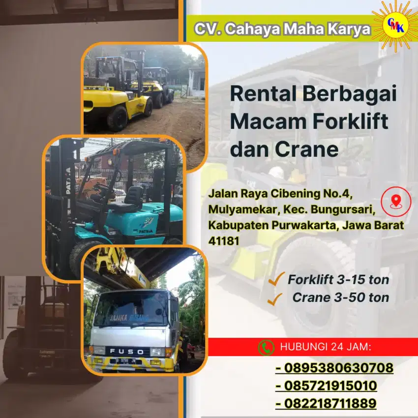 Sewa forklift rental crane