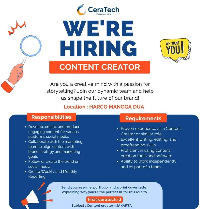 LOKER CONTENT CREATOR & TEKNISI LAPTOP