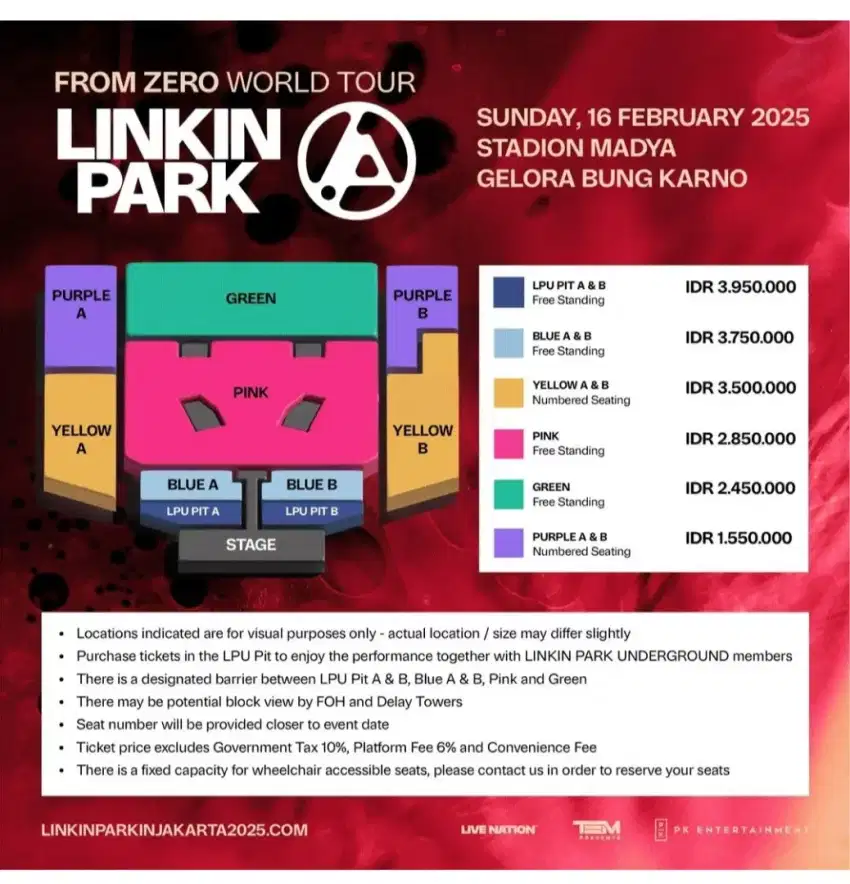 Dijual tiket konser Linkin Park Jakarta Green 16-2-2025