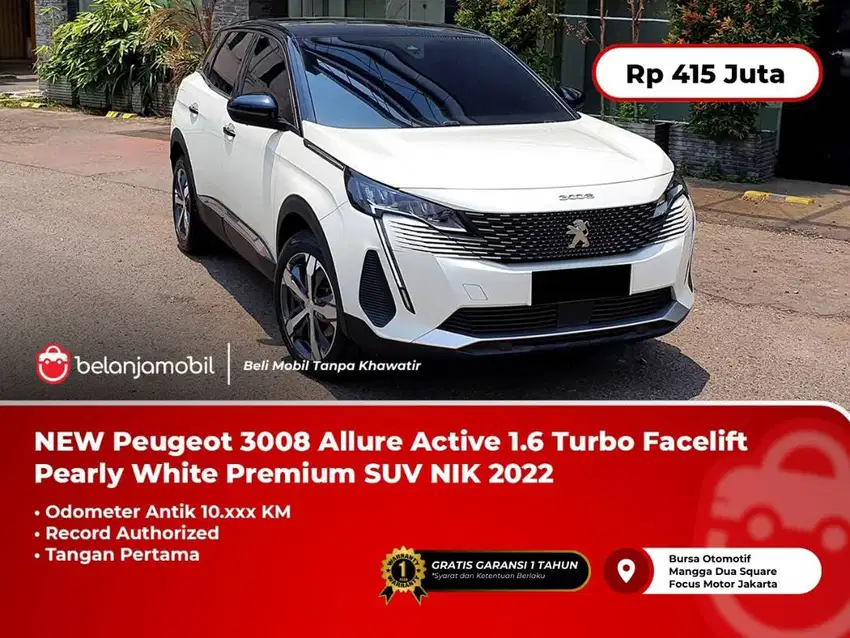 [KM LOW] Peugeot 3008 Allure Active 1.6 Turbo White SUV 2022/2023