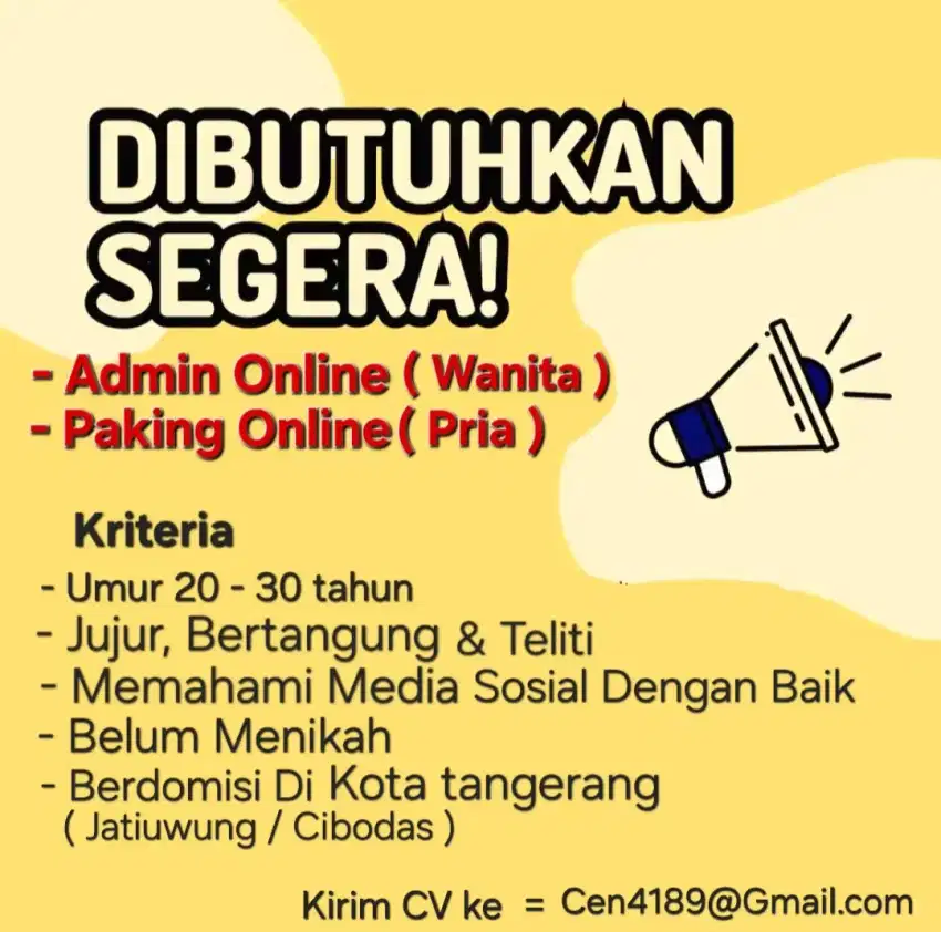 LOKER ADMIN ONLINE & PAKING