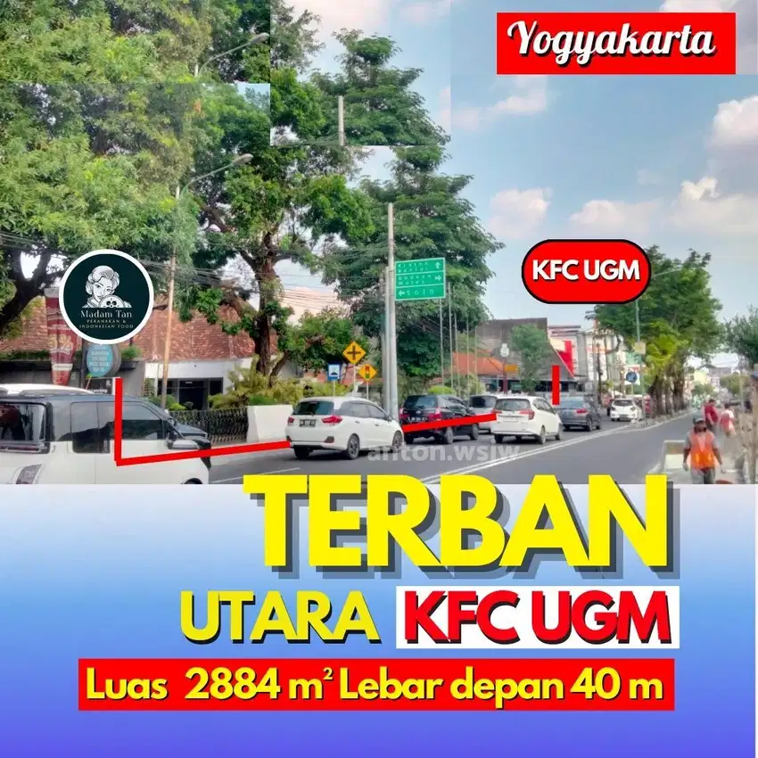 Rumah Strategis Jogja TERBAN utara KFC UGM Lt 2884 m2 ld 40 m SHM