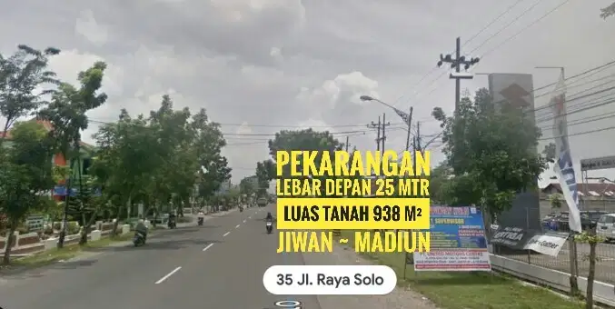 DIJUAL Tnh Pekarangan LD 20 mtr, Jl Raya Propinsi, Jiwan MADIUN