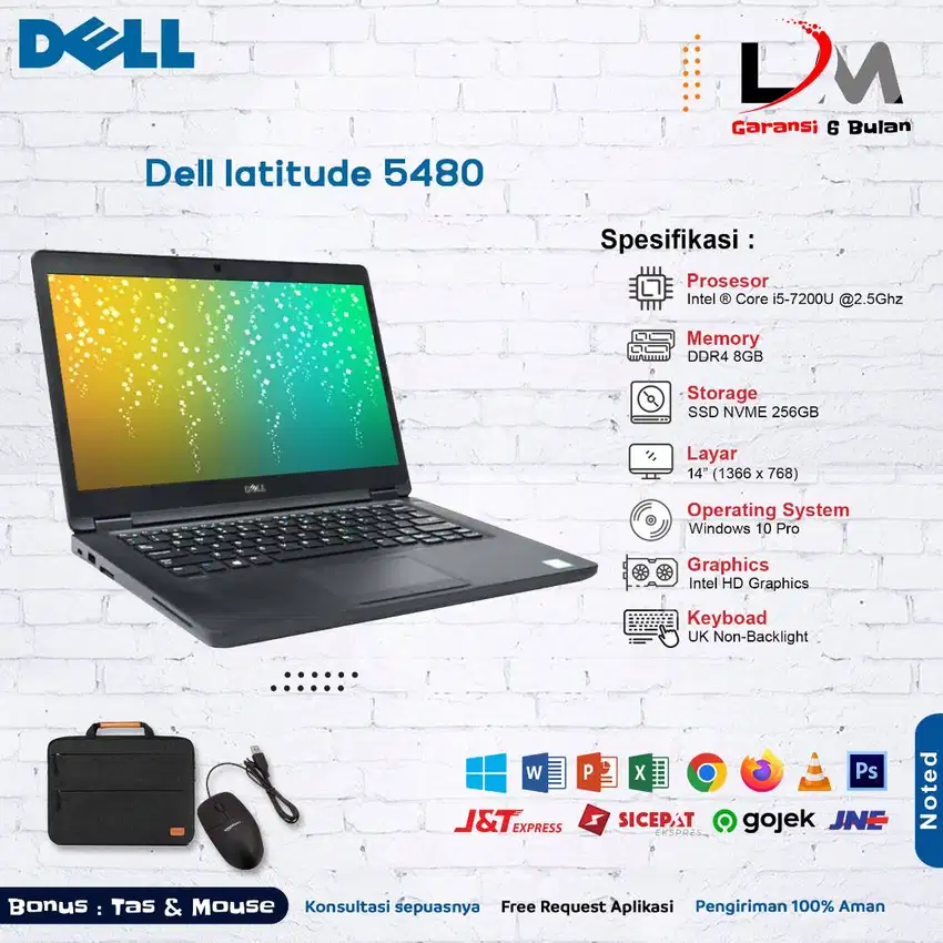 Dell Latitude 5480 i5 Gen7 RAM 8 SSD 256 14 HD Win 10 Bergaransi