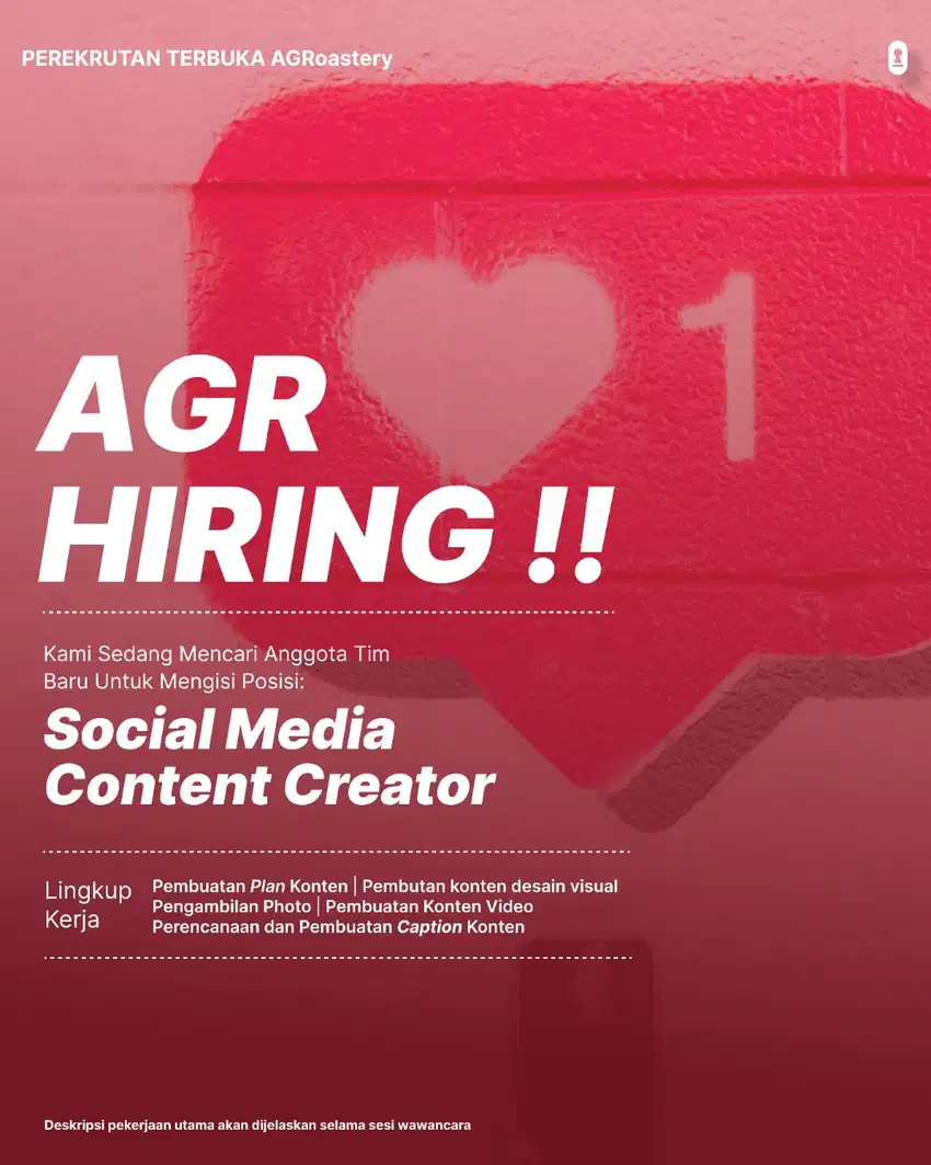 LOWONGAN AGRoastery 2025 (social media content creator)