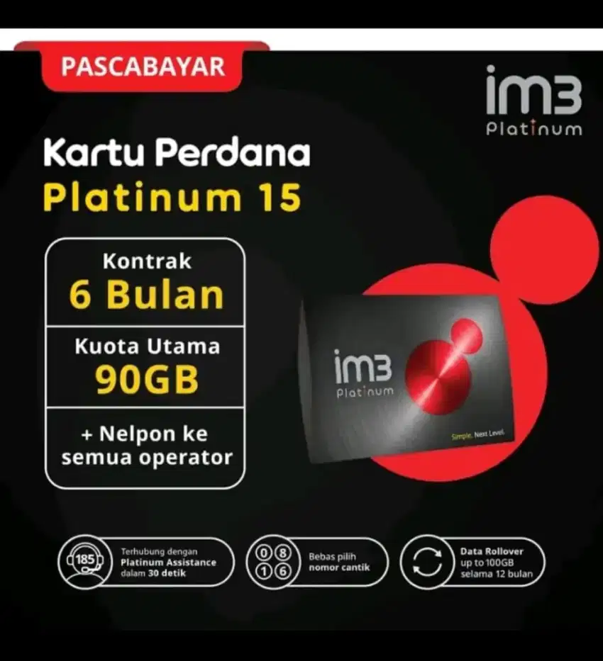 IM3 Pascabayar 6 bulan 90gb