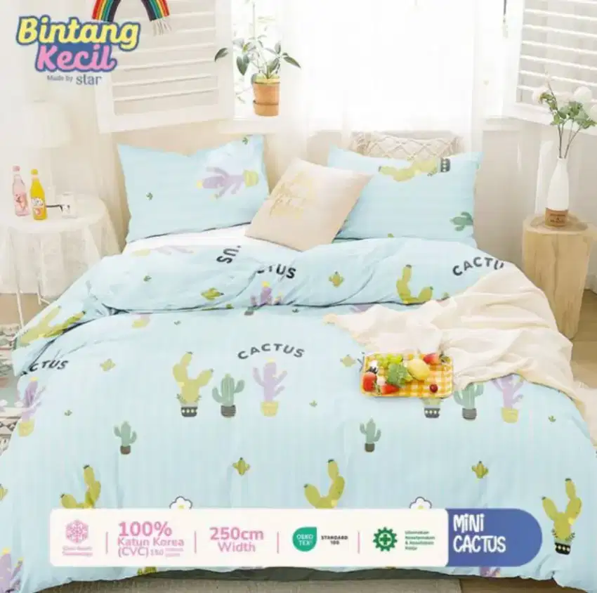 Seprei set katun dingin motif cactus