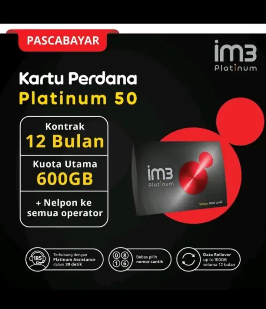 IM3 Pascabayar 12bulan 600gb