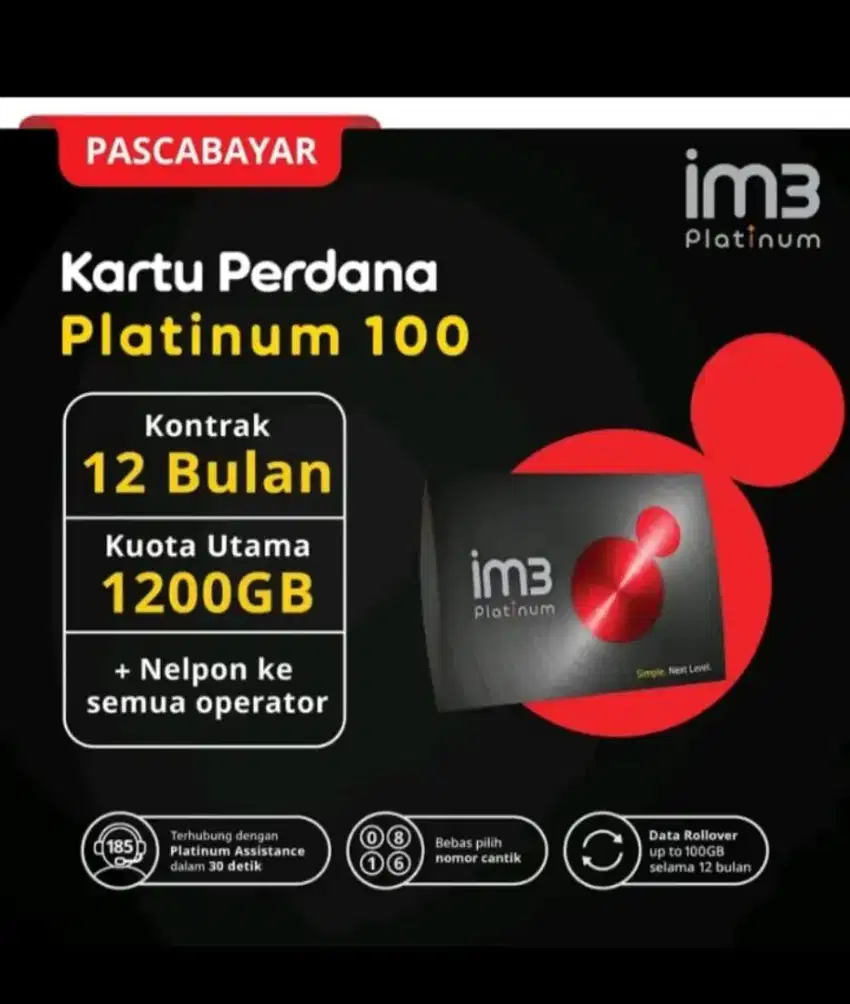 IM3 Pascabayar 12bulan 1.200gb