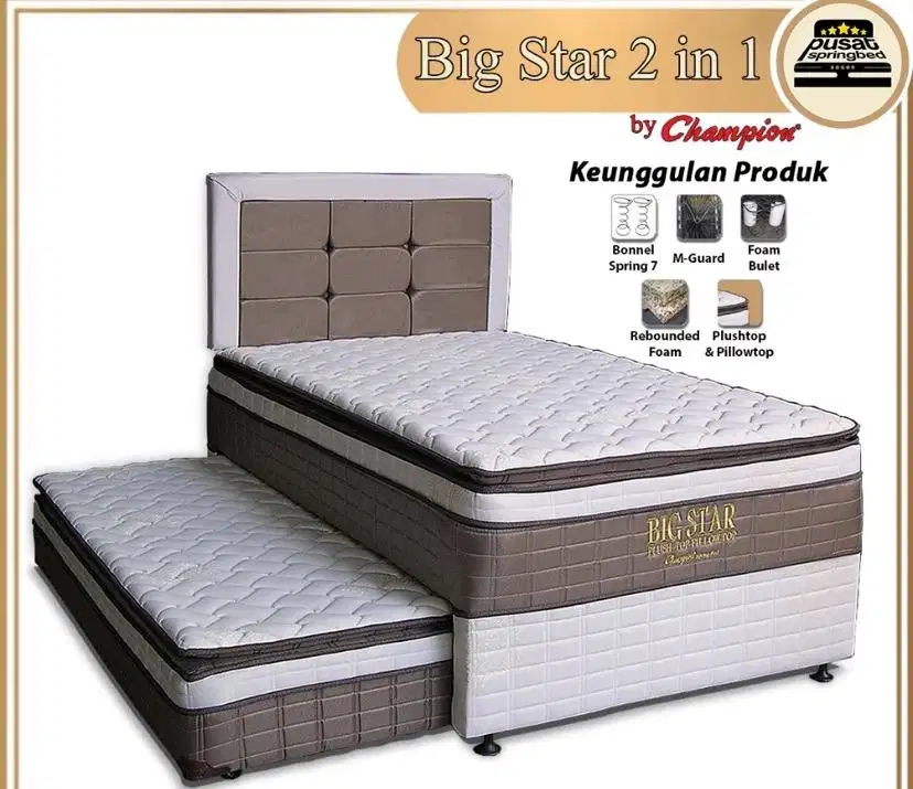 Jual Spring Bed 2in1 Champions + Sandaran 120cmx200cm