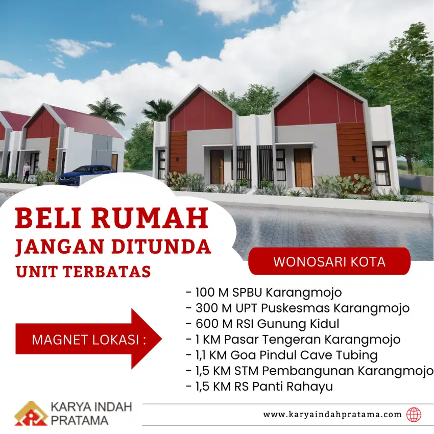 Unit Terbatas,Rumah Modern di Wonosari Kota,Dkt Rs Panti Rahayu