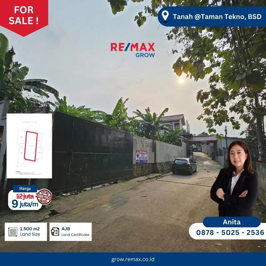 Dijual Tanah MURAH  di Taman Tekno BSD HARGA DI BAWAH PASARAN