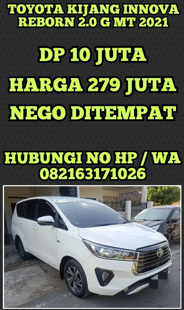 TOYOTA KIJANG INNOVA REBORN 2.0 G MT 2021 DP 10 JUGA