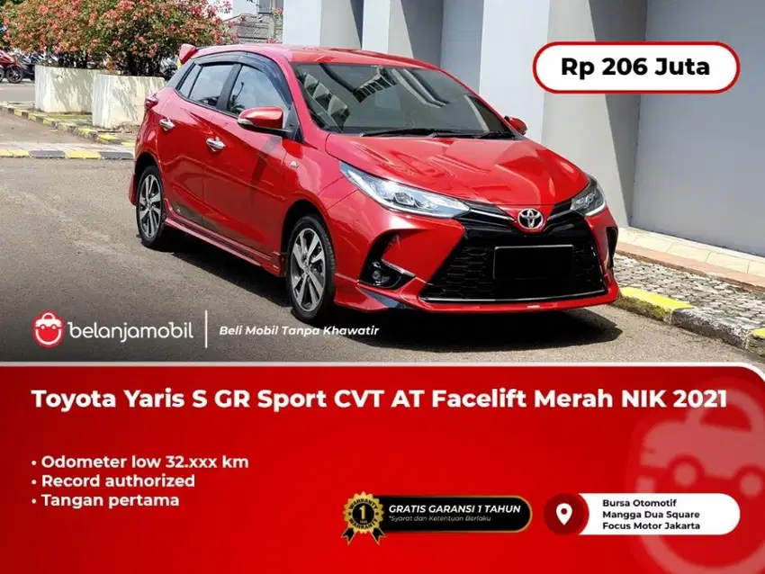 [ LOW KM ] Toyota Yaris S GR Sport CVT AT Facelift Merah 2021/2022