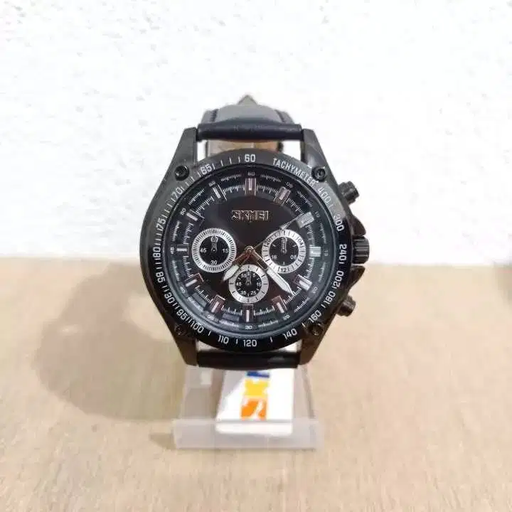 Jam tangan pria analog tali kulit watch original ab1366 black