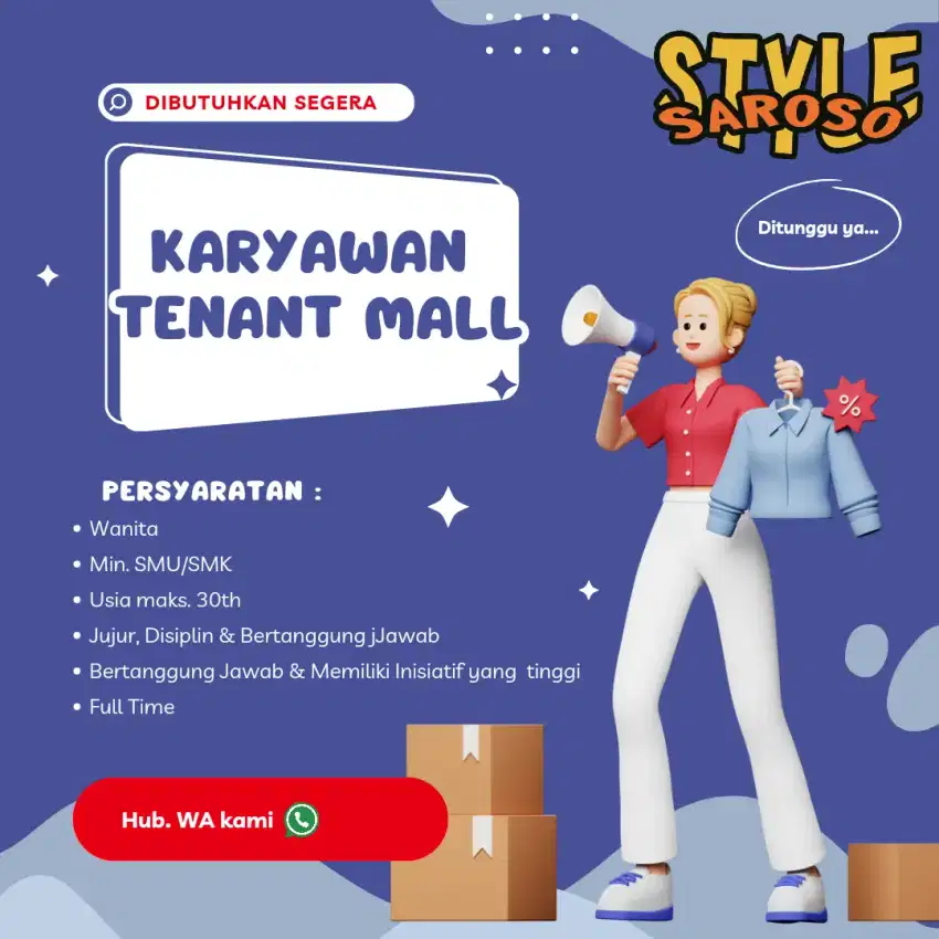 Karyawan Toko di Mall Surabaya