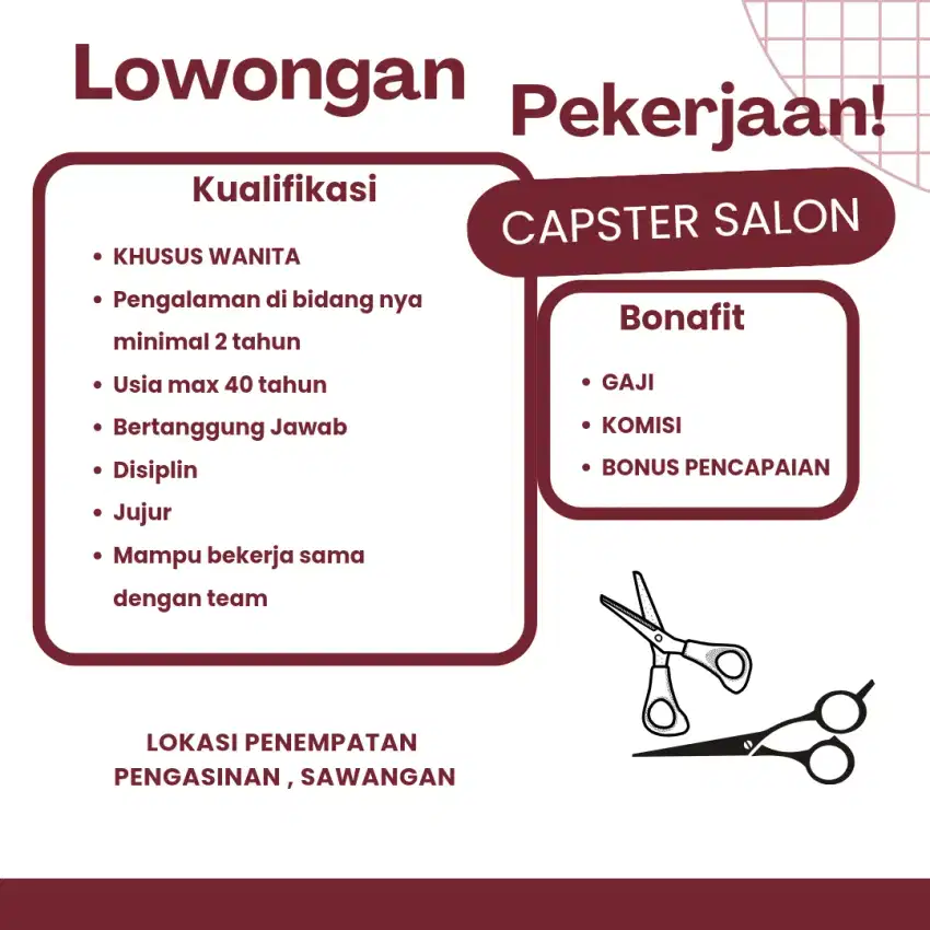 Lowongan capster salon