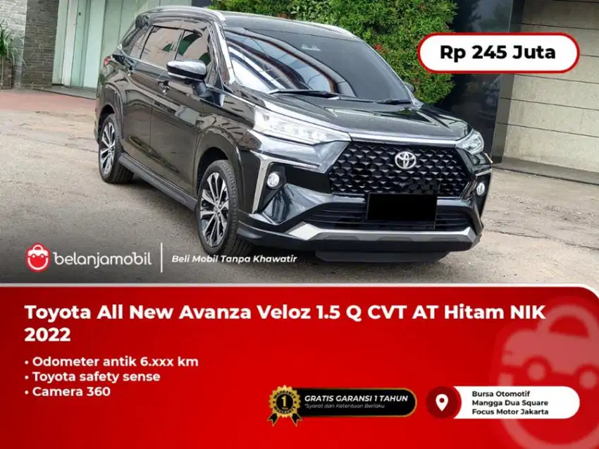 [ KM 6RB ] Toyota All New Avanza Veloz 1.5 Q CVT TSS Hitam 2022/2023