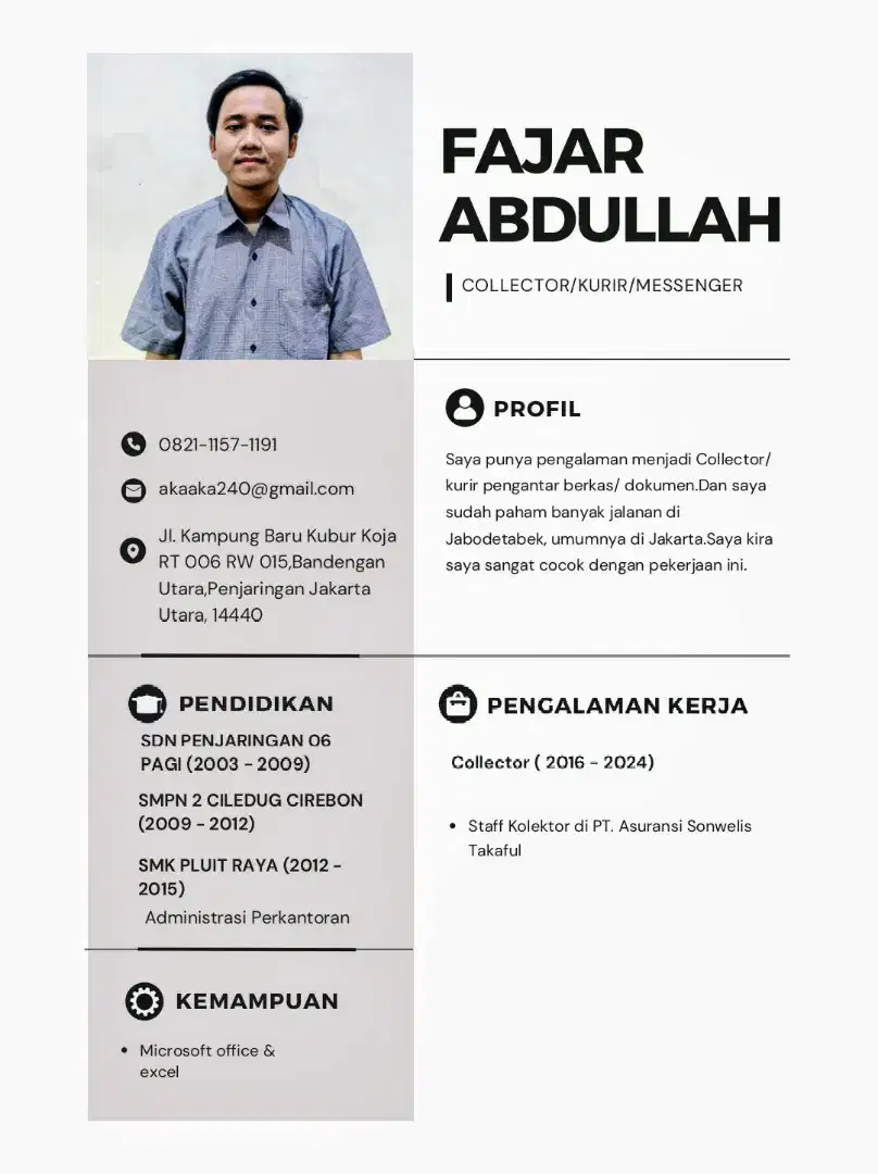 Mencari pekerjaan sebagai Collector/ Kurir/ Messenger