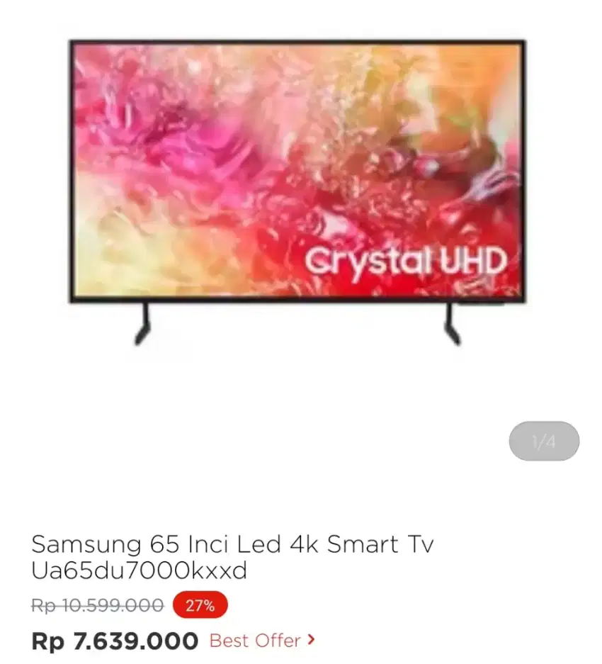 SAMSUNG 65 INCH LED 4K SAMRT TV UA65DU7000KXXD