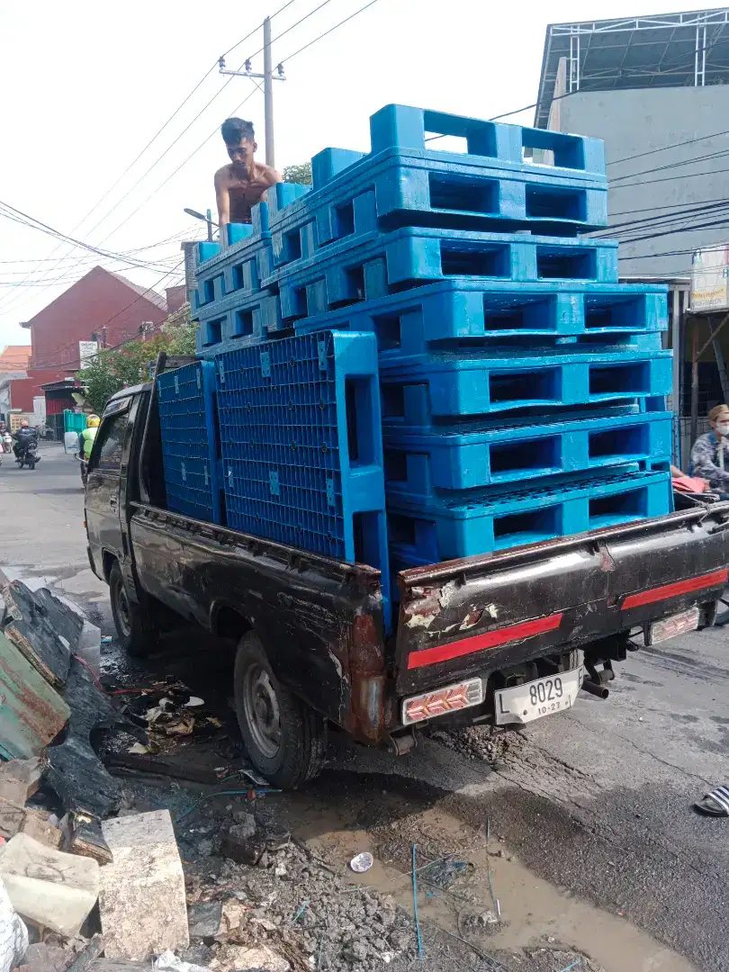 Supplier pallet plastik second palet plastik bekas siap kirim