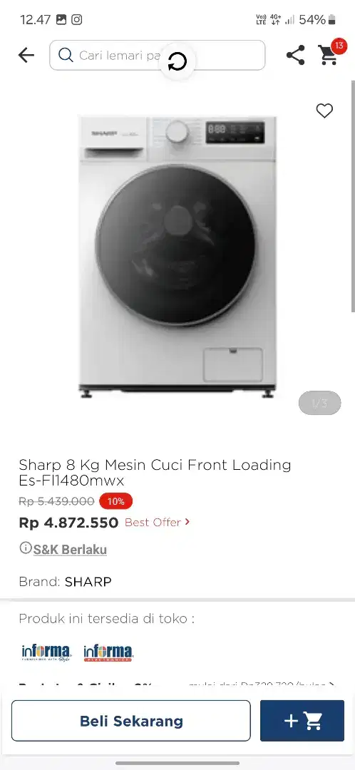 Promo mesin cuci sharp kapasitas 8kg