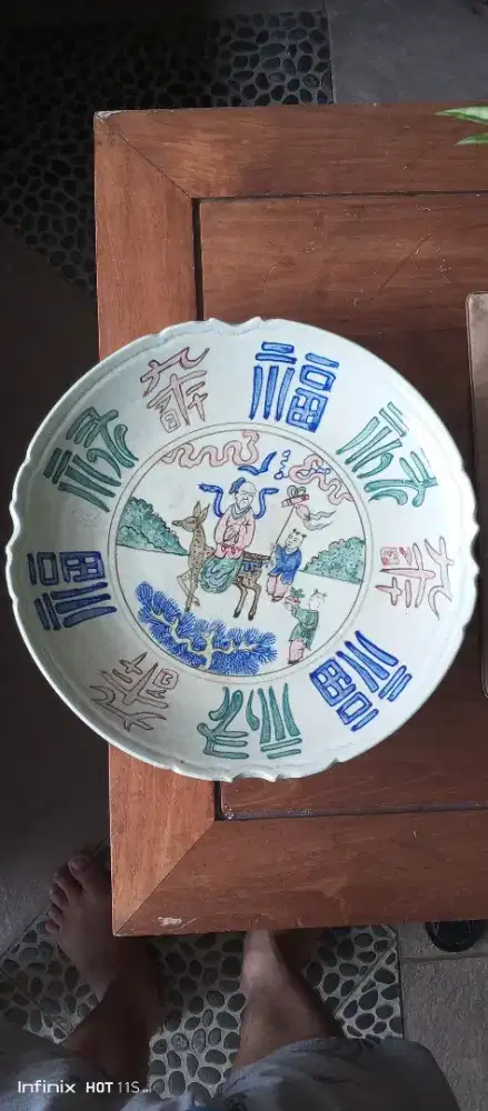 Piring Antik/Retak Seribu Dinasti Ming dan batu alam bersertifikat