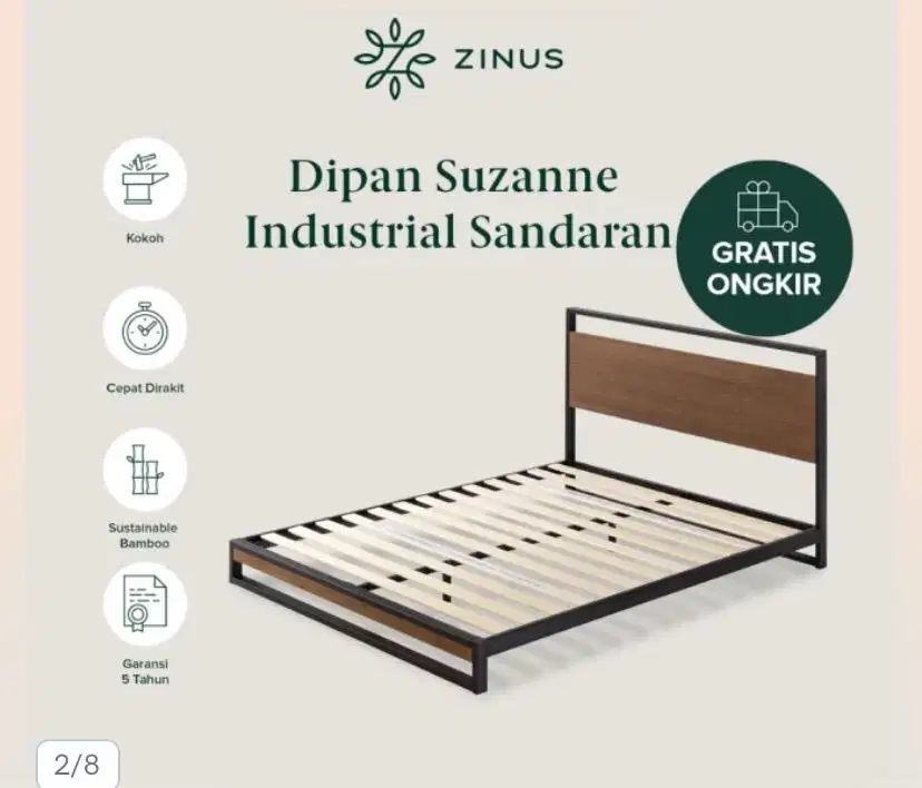 Tempat Tidur Dipan Kayu Industrial 160x200