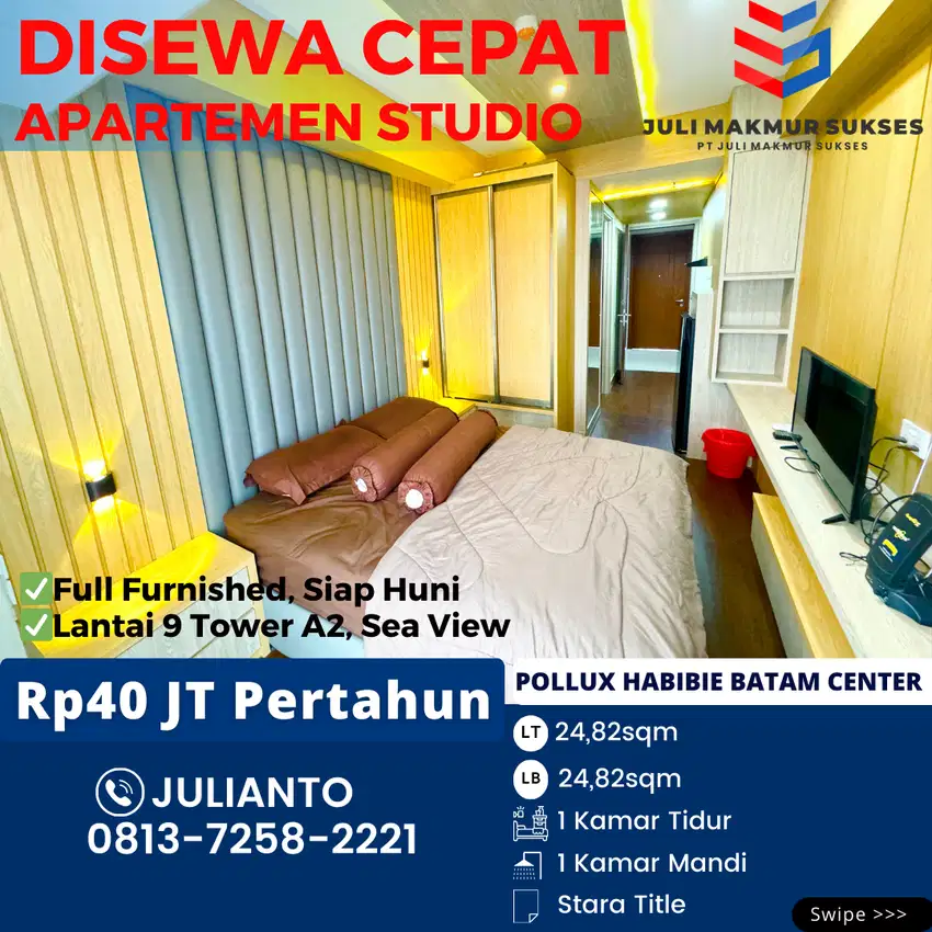 Disewa CEPAT Apartemen Studio Full Furnished di Pollux Habibie Batam