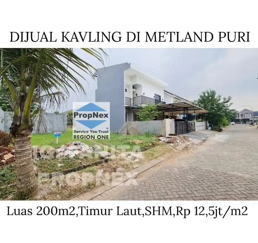 Dijual kavling di Metland Puri,JakBar Luas 200m2 = 10mx 20m,Timur Laut