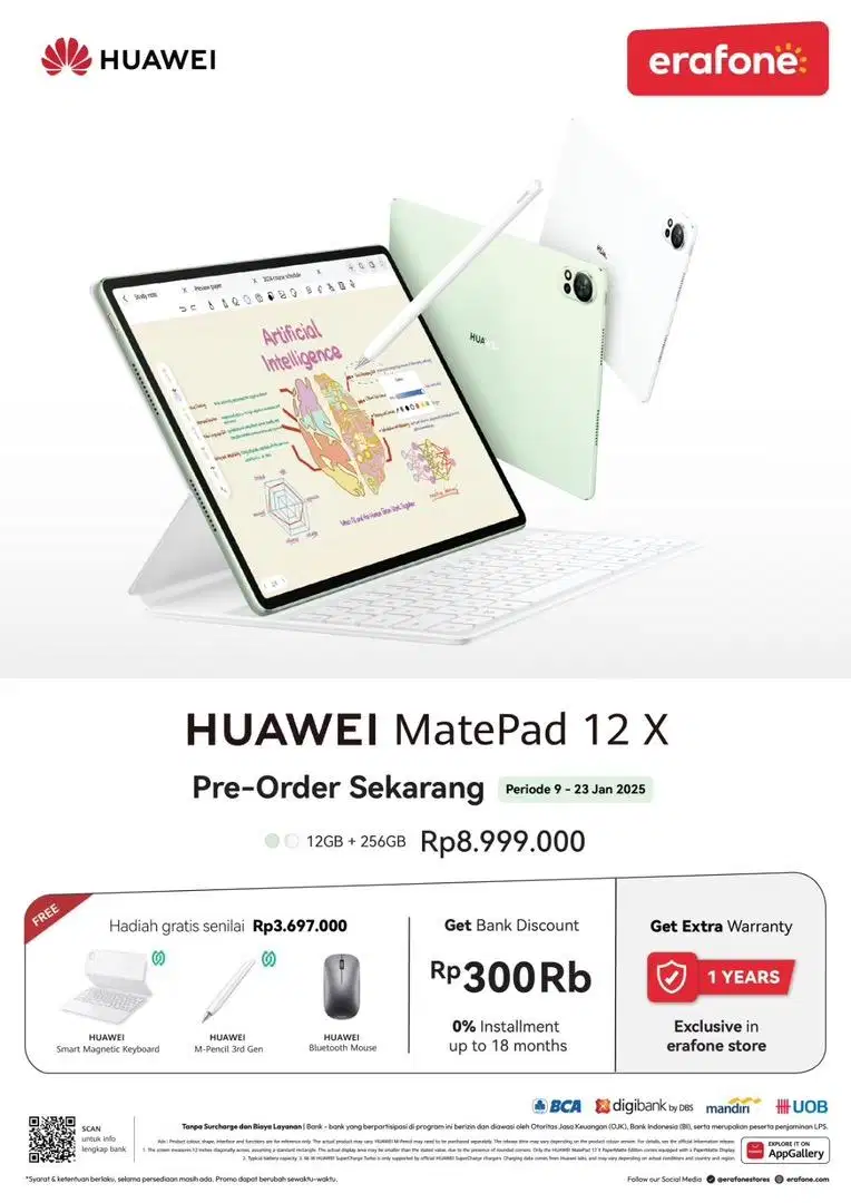 Huawei matepad 12X pre-order banyak benefit cash/kredit bisa