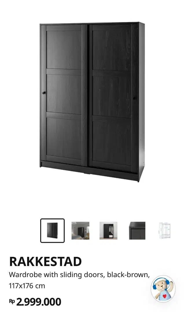 lemari ikea rakkestad hitam dua pintu bagus like new