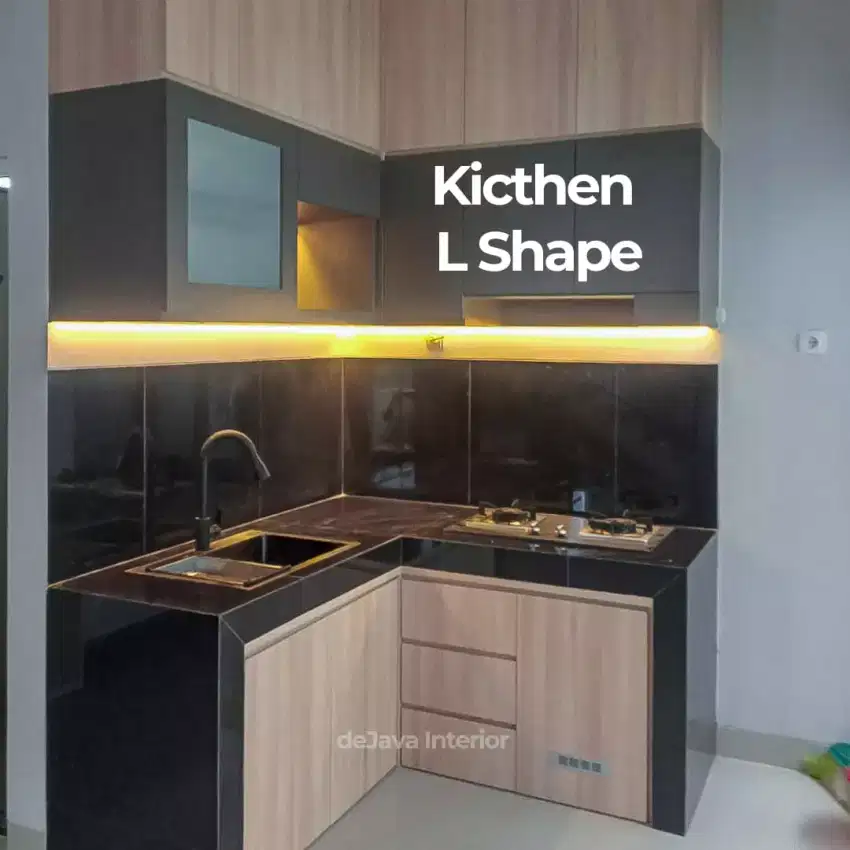 Kitchen tipe L bisa custom ukuran dan warna