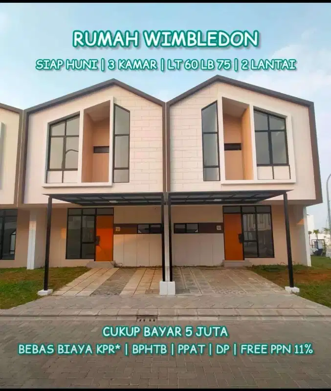 Jual rumah Cluster Wimbledon Jababeka 5 JT langsung HUNI