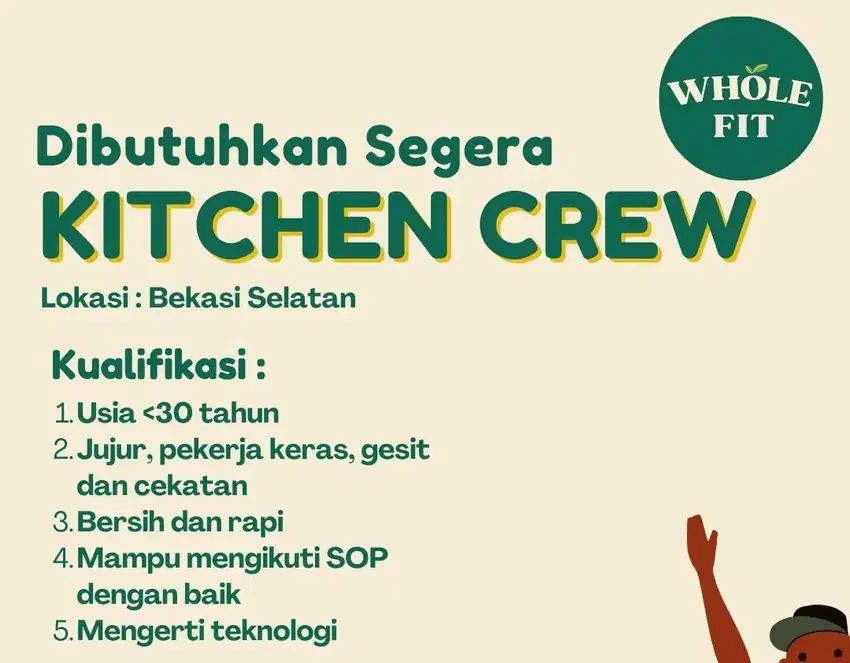 Dicari Karyawan Part Time Cloud Kitchen di Bekasi Selatan