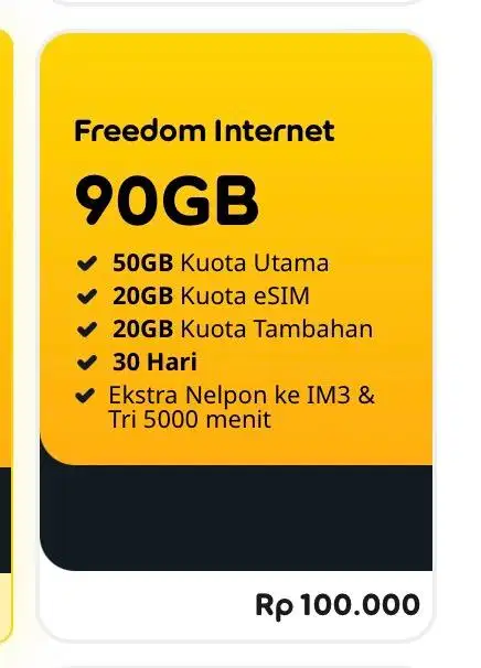 Kuota Esim IM3 Indosat 90GB