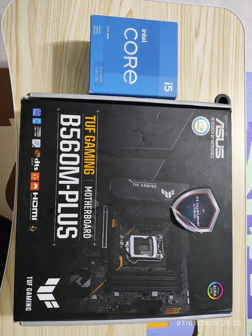 Dijual Motherboard ASUS TUF GAMING B560M-PLUS + Intel Core i5-11400F