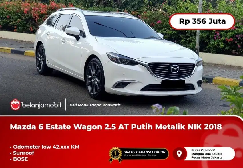 [ LOW KM ] Mazda 6 Mazda6 Estate Wagon 2.5 AT Putih Metalik 2018/2019