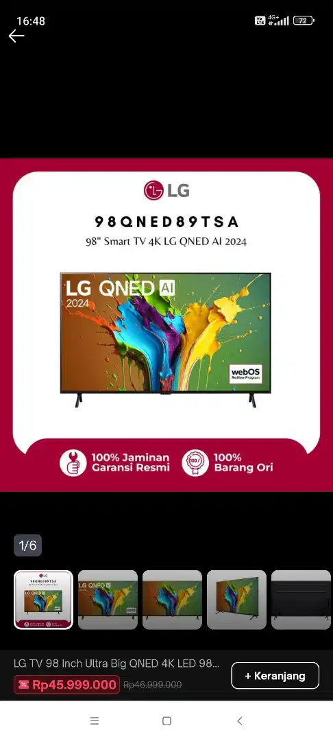 TV LG 98QNED89TSA UHD 4K SMART TV 98INCH