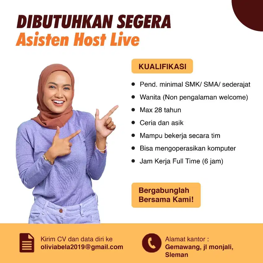 Lowongan Asisten Host Live