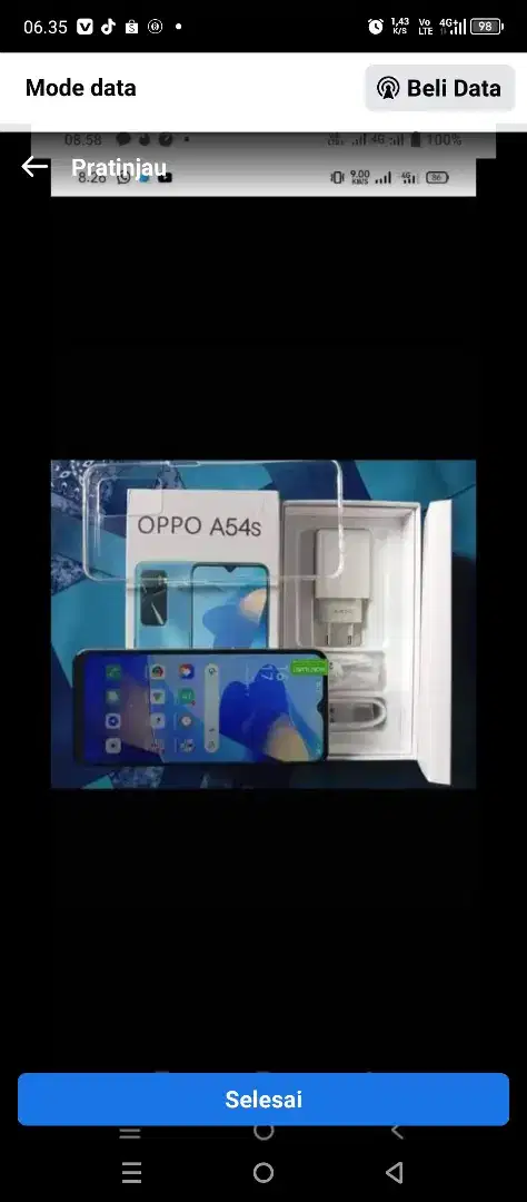 Jual hp baru murah Oppo A54s ram 6/128 layar 6,53 inch fulset