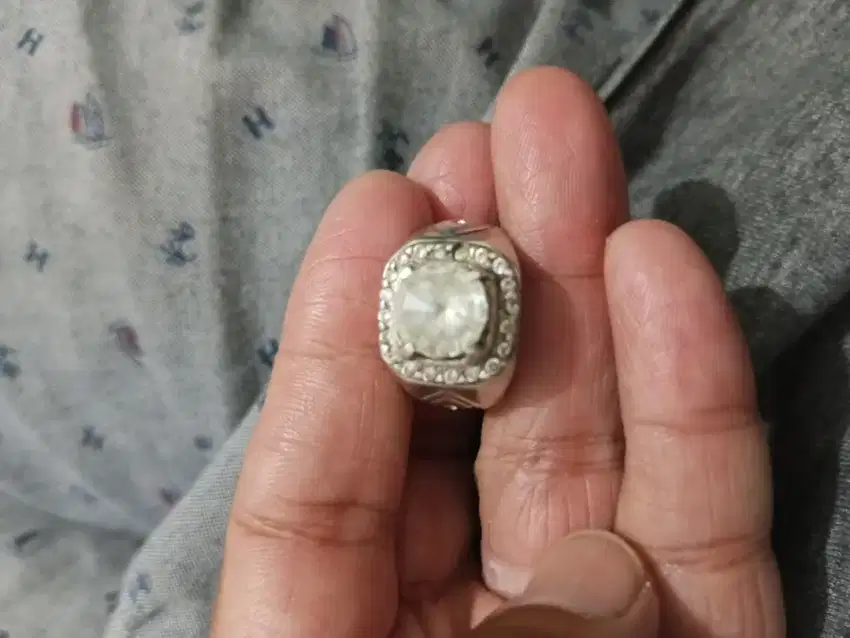 Batu white safir ikatan perak