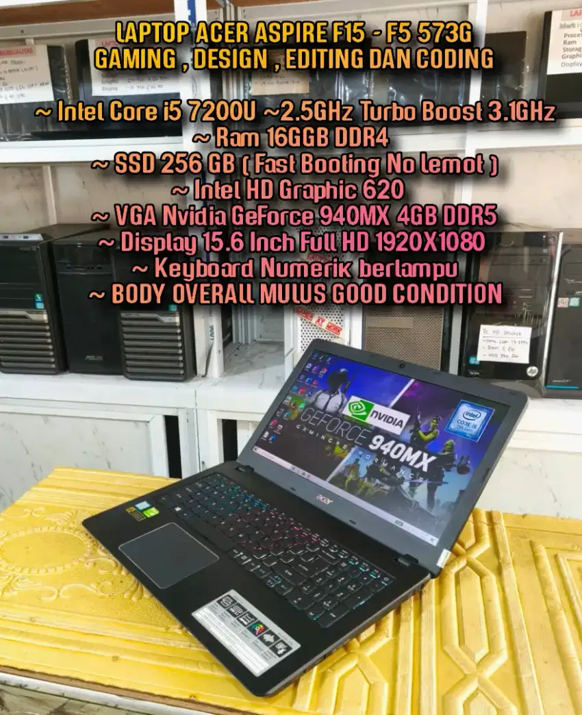 Laptop Gaming Acer VGA 4GB DDR5 KEYBOARD RGB MULUS