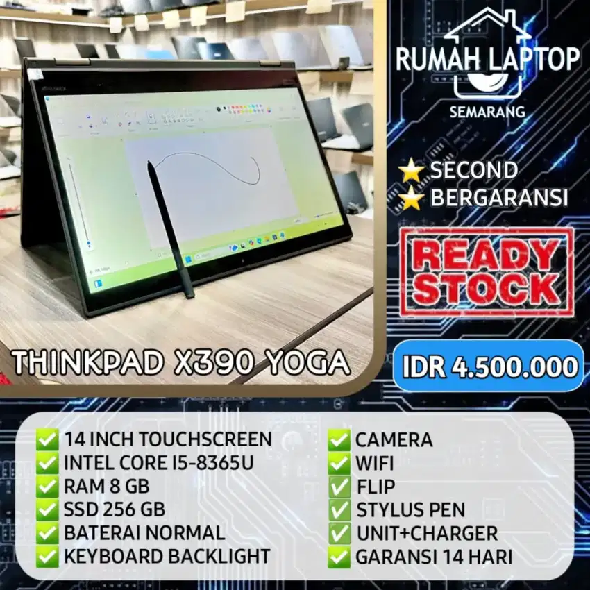 Thinkpad x390 Yoga. flip. touchscreen. core i5. ram 8gb. ssd 256gb.